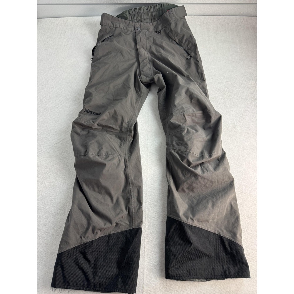 Marmot Snow Pants Mens Large Gray Nylon Mesh‎ Lined Adjustable Waist Ski Winter